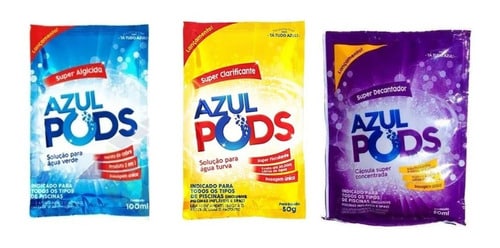 Kit Dosagem Unica Linha Completa Azulpods Piscinas Maresias