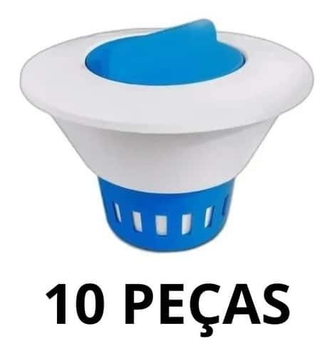 Kit 10 Clorador Flutuante De Pastilhas De Cloro Para Piscina