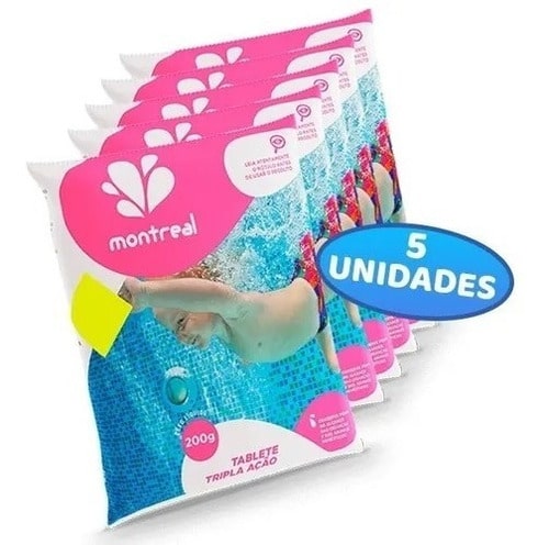 Kit 5 Pastilha 200gr Tricoloro Estabilizadopara Piscinas