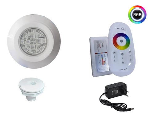 Kit Iluminação Piscina Fibra 1 Leds +nicho +central C/ Fonte
