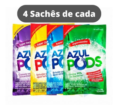 Kit Mensal Tratamento Piscinas Completo Azulpods Maresias