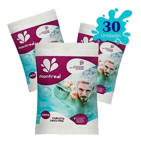 Kit 30 Pastilhas Tabletes De Cloro 200g Tricloro P/ Piscina