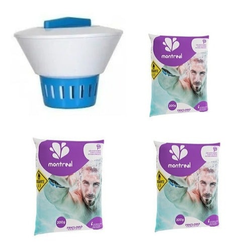 Flutuador Dosador Cloro + 3 Pastilhas Cloro Para Piscinas