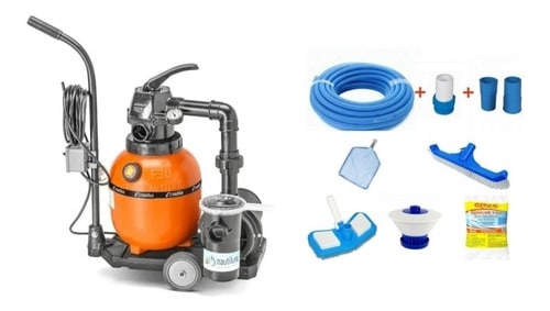 Conjunto Filtrante Portatil Nautilus F300 Mais Kit Limpeza.