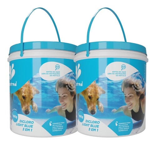 Kit 2 Balde De Cloro 20kg 3em1 Para Piscinas