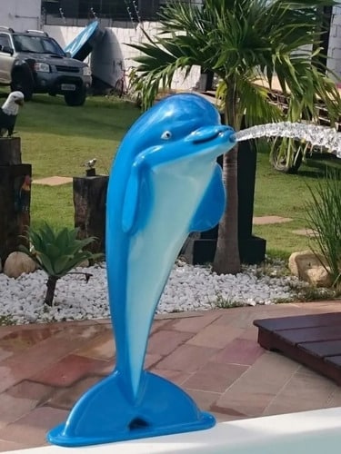 Cascata Em Fibra De Vidro Modelo Golfinho Grande 120cm